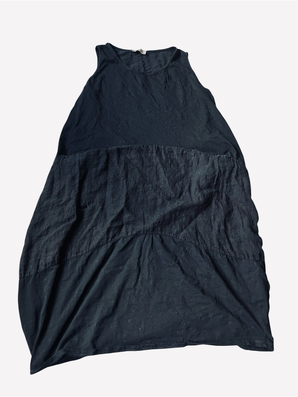 100% Cotton Saga Black Sleeveless Midi Dress with Pockets